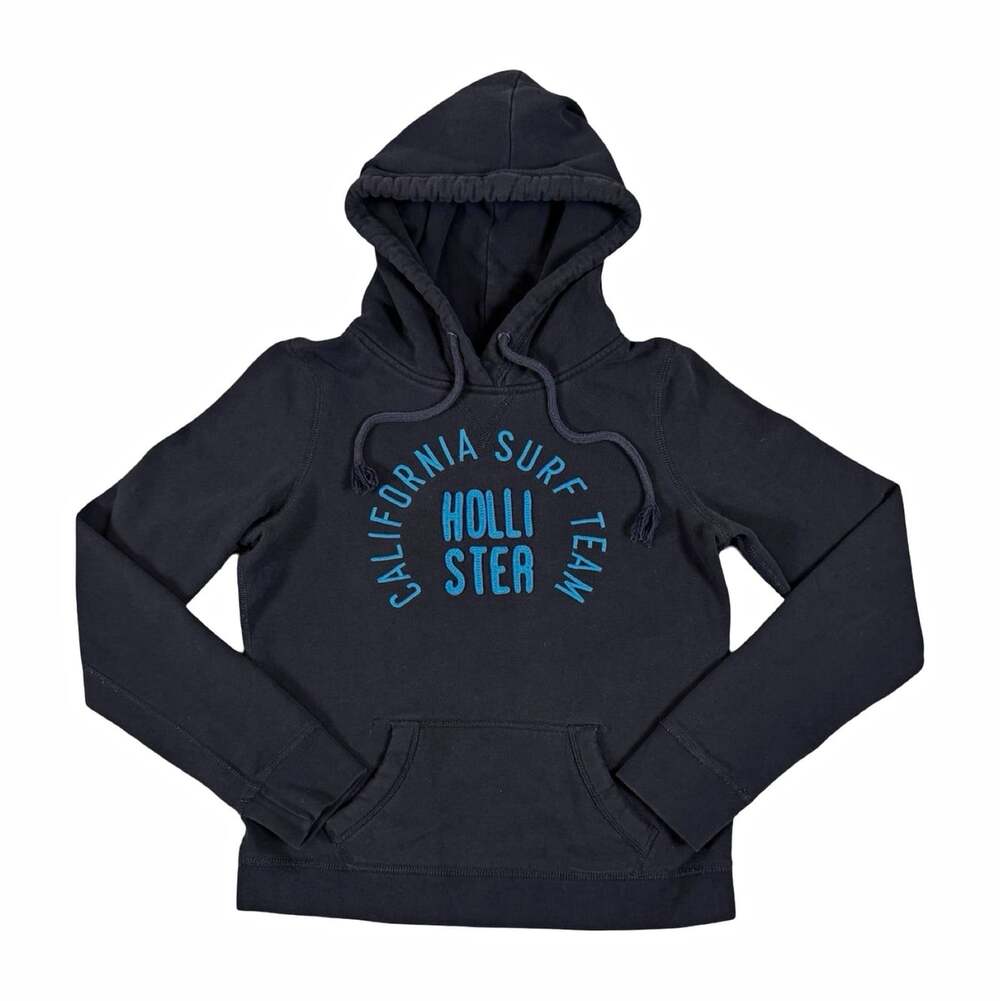 Y2K Hollister Surf Team Navy Pullover Fleece Hoodie Logo Graphic Size M